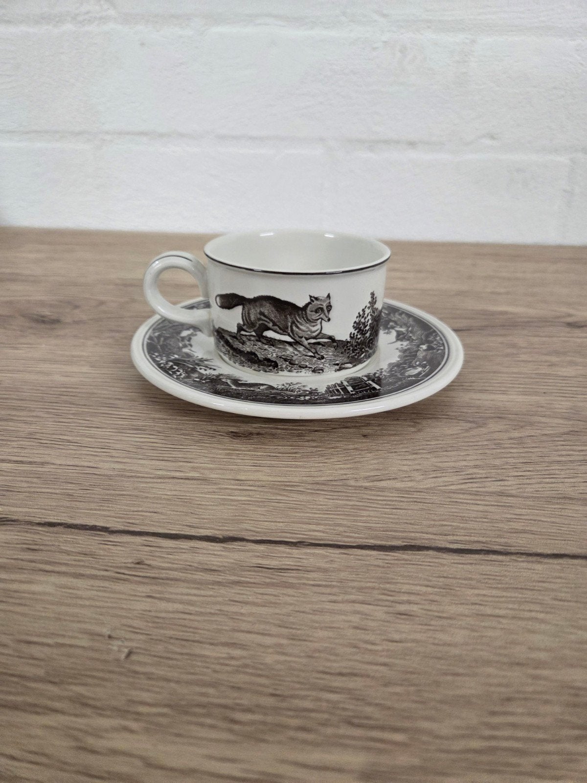 Villeroy & Boch Anjou kop en schotel met dierenprint, Ophalen of Verzenden