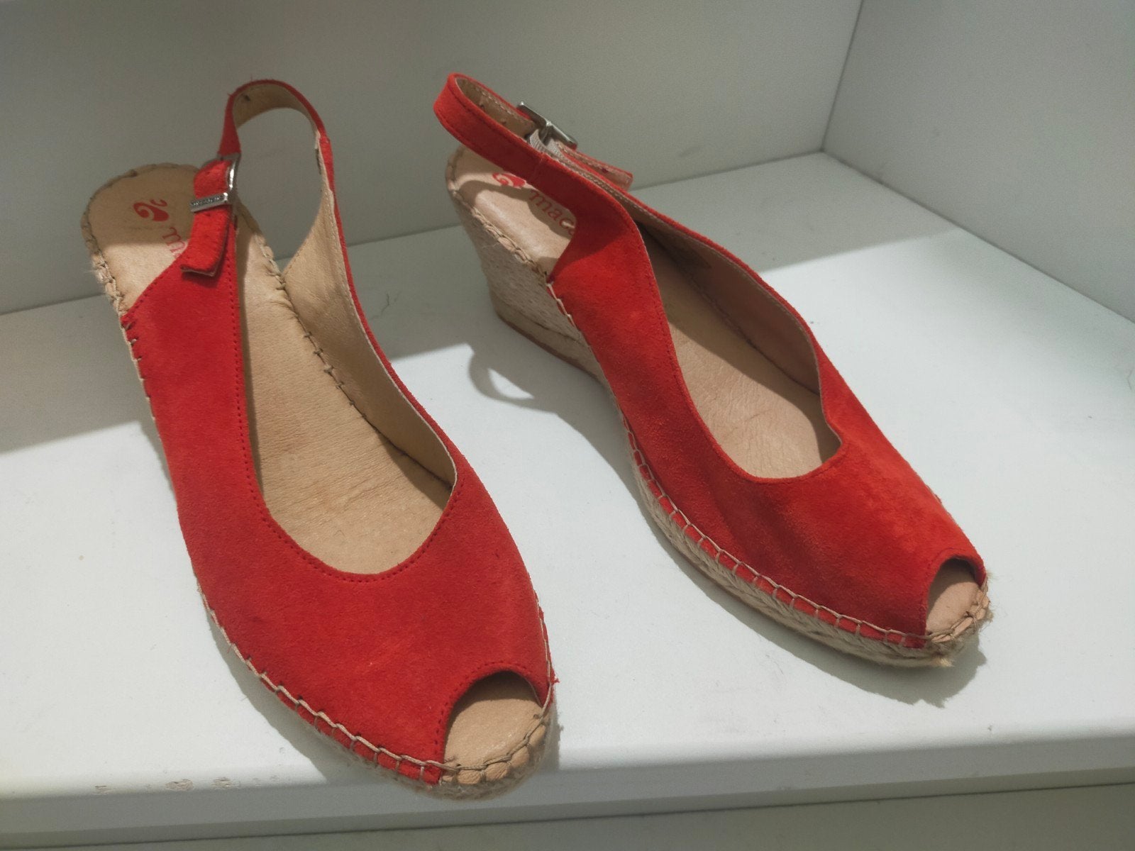 Macarena rode espadrilles met open teen, maat 41, Ophalen