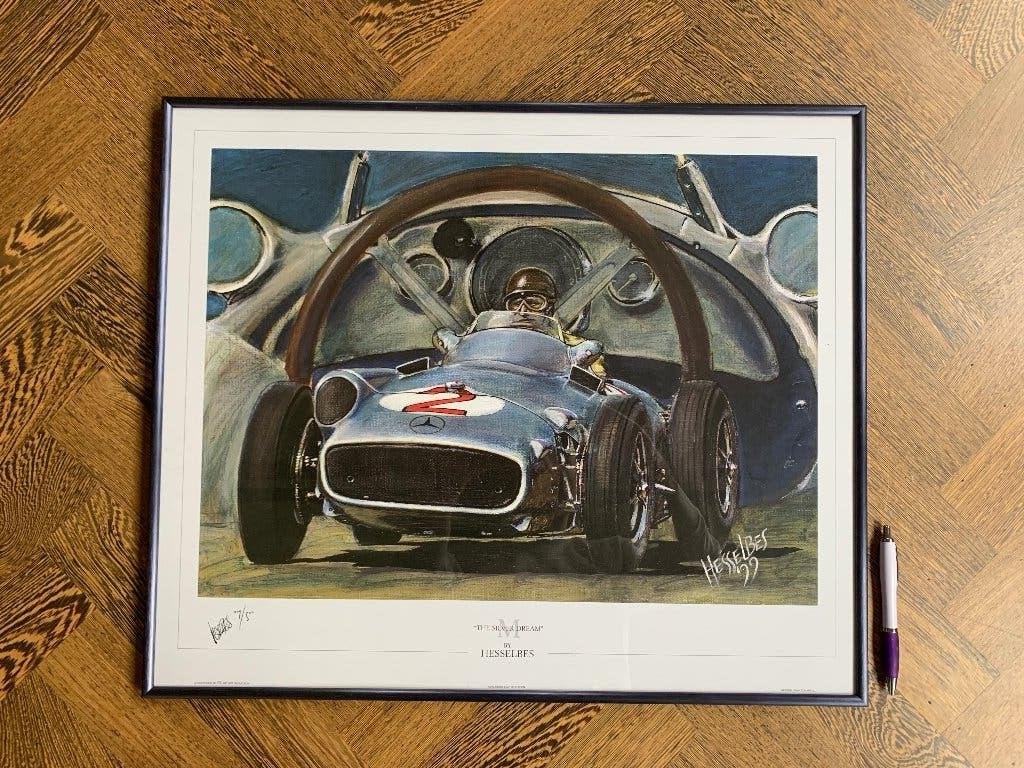 Hesselbes litho Mercedes-Benz W196 209/500, Gesigneerd, Ophalen of Verzenden, Overige onderwerpen, Lithografie