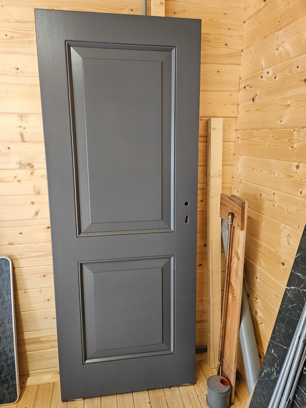 Zware antraciet houten deur, Ophalen, Minder dan 80 cm, Minder dan 200 cm, Nieuw