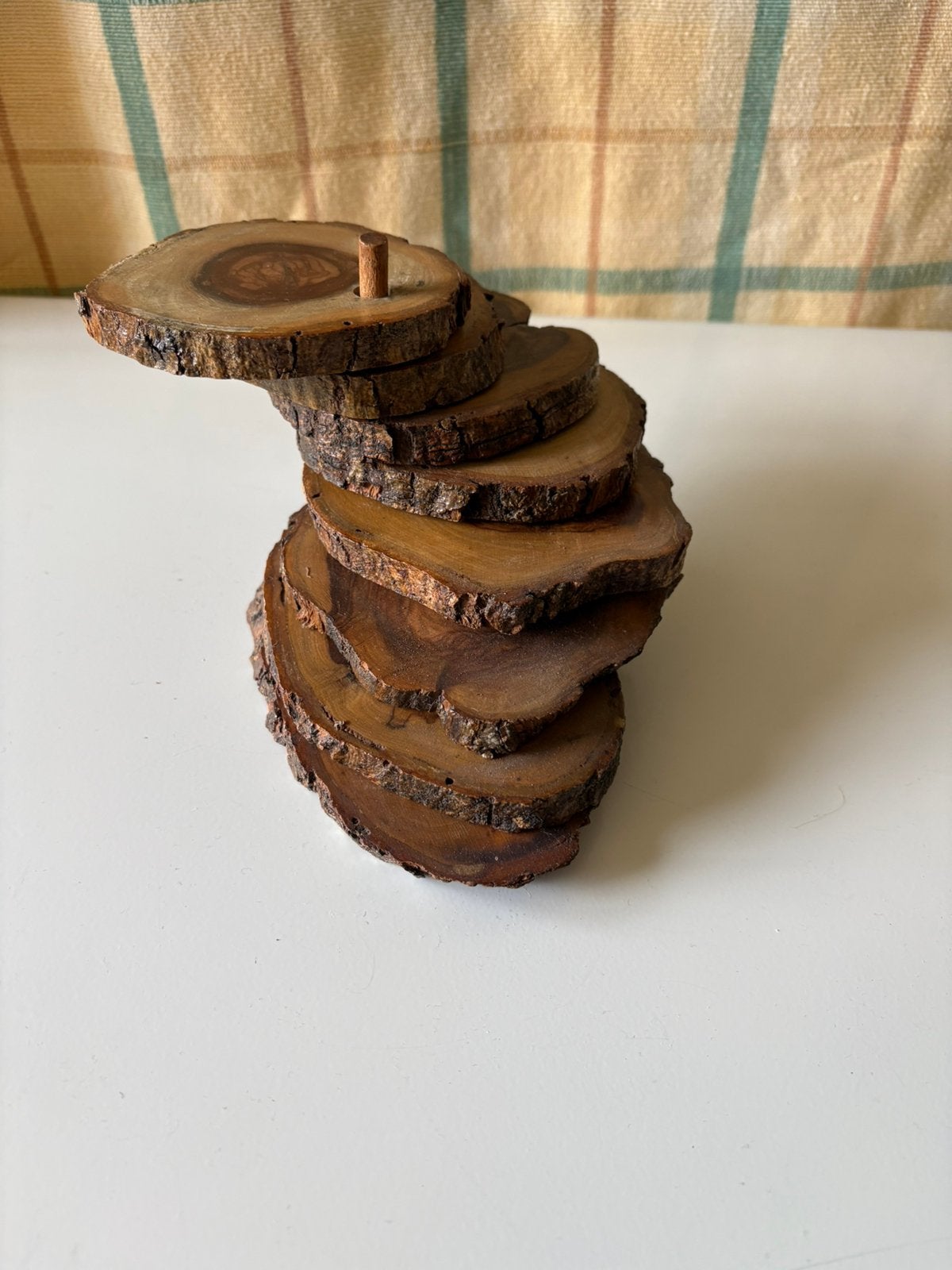 Vintage Houten onderzetters boomstam, Huis en Inrichting, Woonaccessoires | Vazen, Ophalen of Verzenden, Zo goed als nieuw