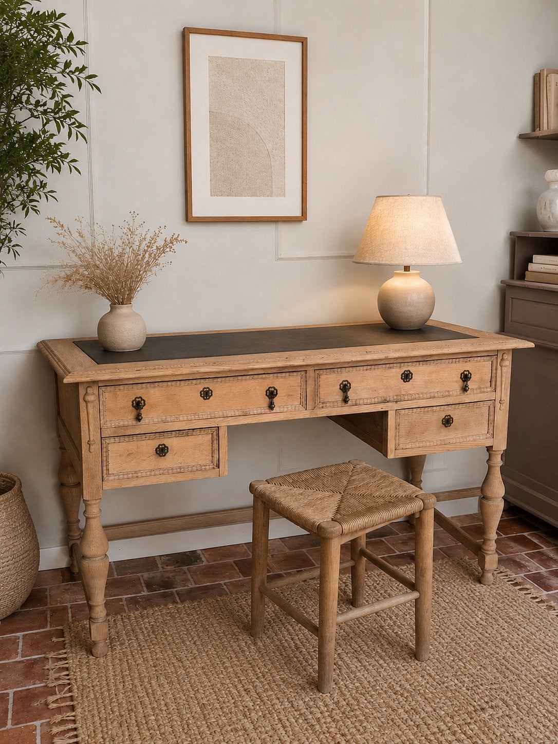 Antiek Eiken Bureau vintage werkplek make-up tafel haltafel, Ophalen
