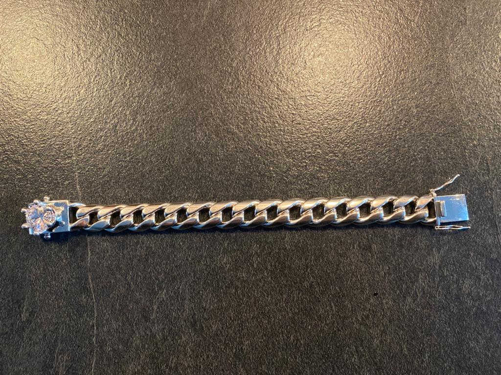 Otazu massief zilveren armband met 8karaat zirconia., Sieraden, Tassen en Uiterlijk, Armbanden, Verzenden, Zo goed als nieuw, Zilver