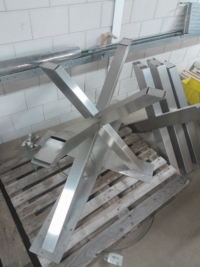 Spinpoot & 3 Kruis poten RVS, Ophalen, Tafelpoot, 50 tot 100 cm, Nieuw