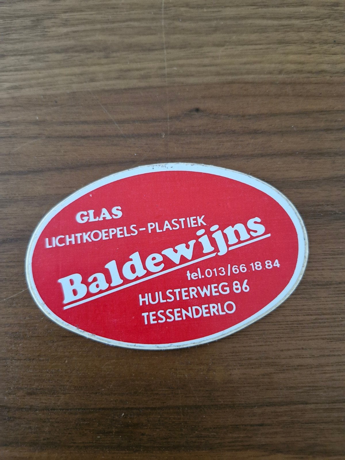 10578 Vintage BaldeWijn's Glas Lichtkoepels-Plastiek Sticker, Ophalen of Verzenden, Gebruikt, Bedrijf of Vereniging