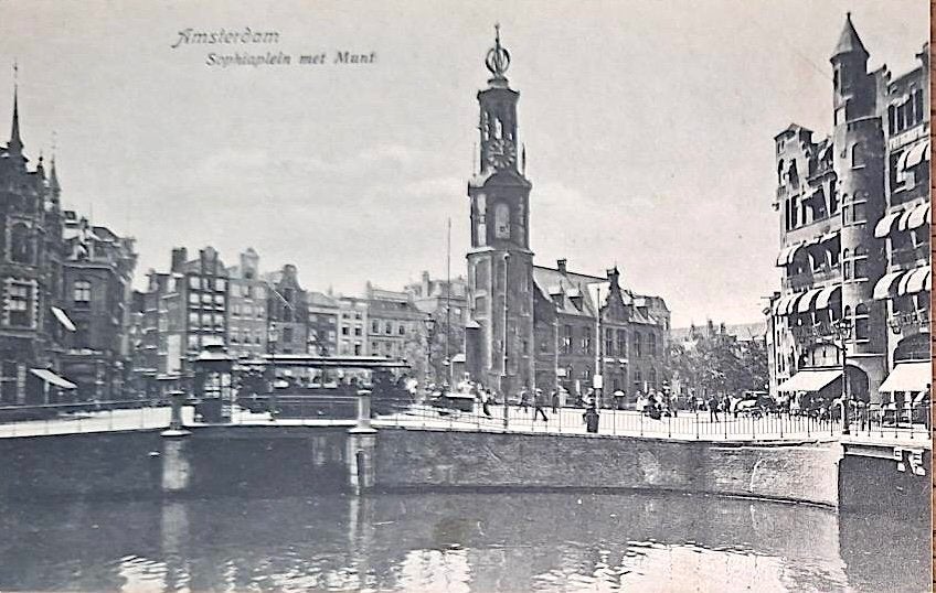 Amsterdam- Sophiaplein met Tram, Verzenden, 1920 tot 1940, Ongelopen, Noord-Holland