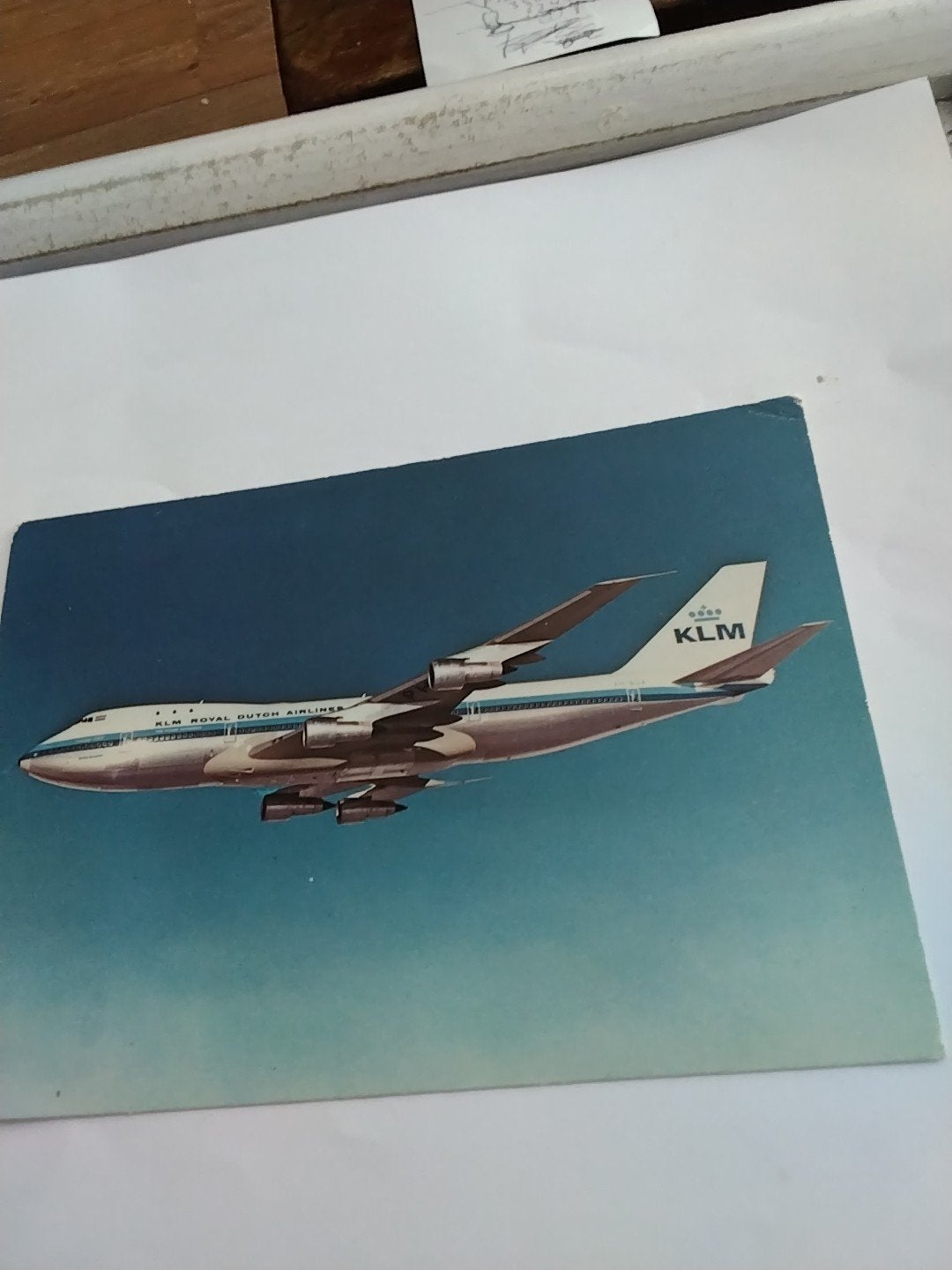 Vintage KLM Boeing 747B Jumbo Jet Ansichtkaart, Ophalen of Verzenden, 1960 tot 1980, Gelopen, Overig Europa