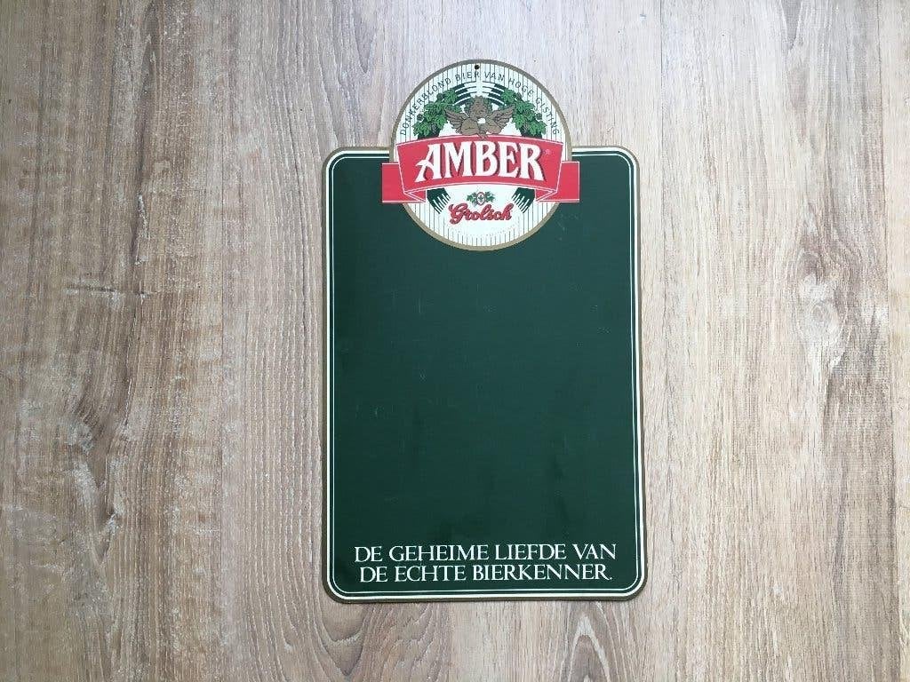 Grolsch Amber Krijtbord - De Geheime Liefde  Bierkenner, Ophalen of Verzenden, Zo goed als nieuw, Reclamebord, Plaat of Schild