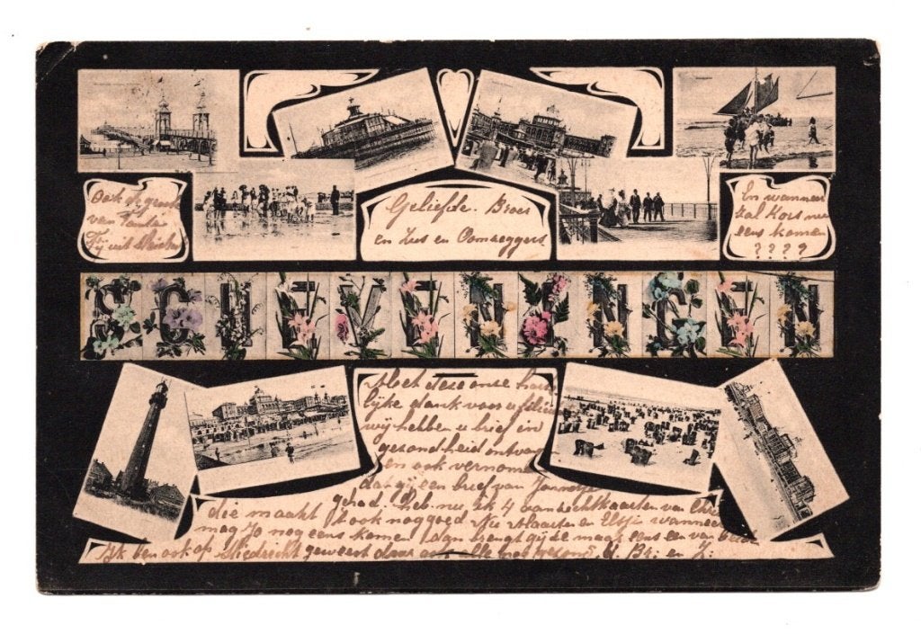 Oude Ansichtkaart Groeten Uit Scheveningen Gelopen 1905, Ophalen of Verzenden, Voor 1920, Gelopen, Zuid-Holland