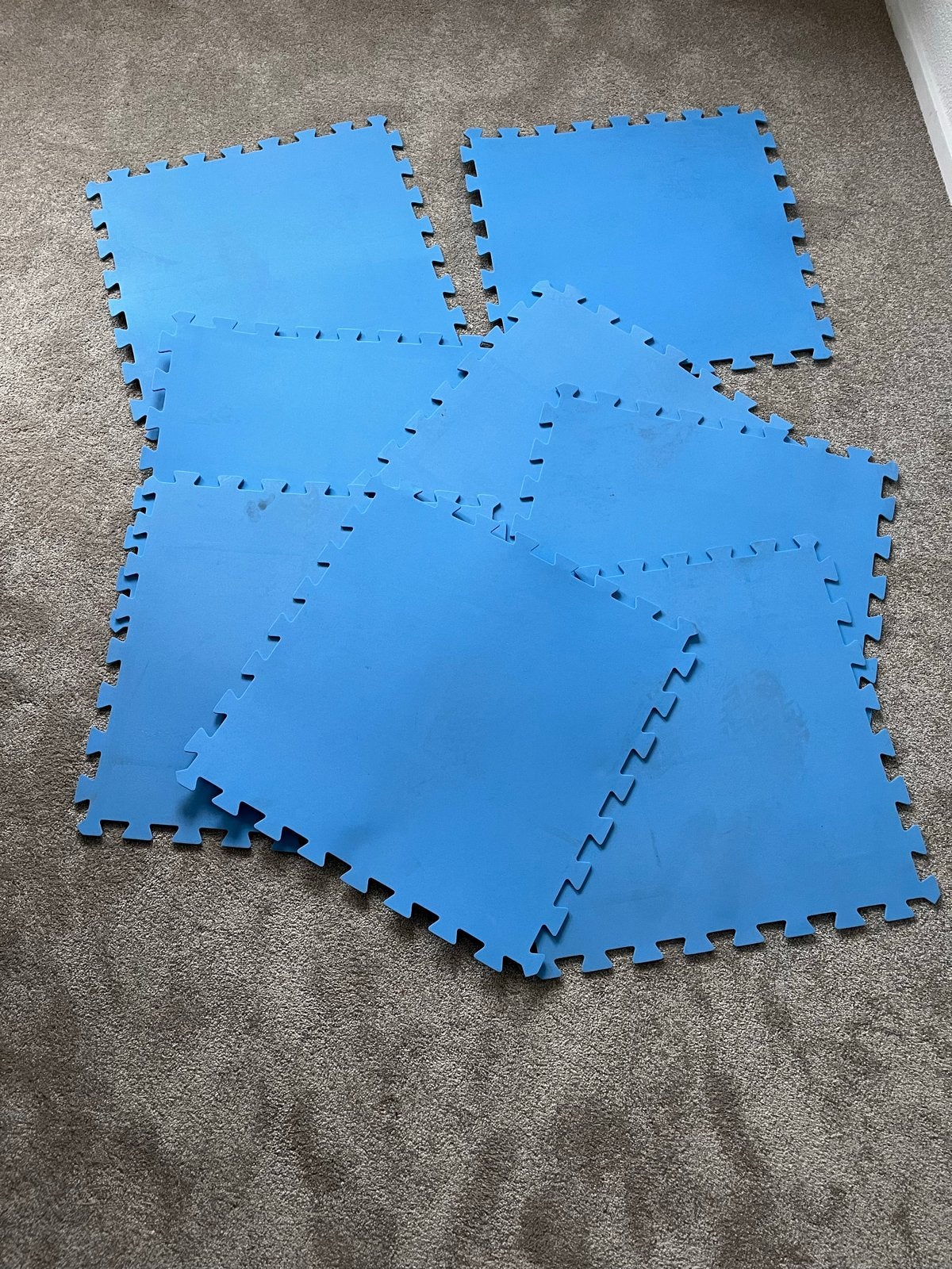 Blauwe matten (puzzelstukken), Sport en Fitness, Ophalen, Gebruikt, Fitnessmat