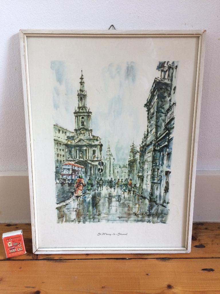 Druilerig sixties Londen St. Mary Le Strand Sevilla Saez UK, Minder dan 50 cm, Tekening, Ophalen of Verzenden, Zo goed als nieuw