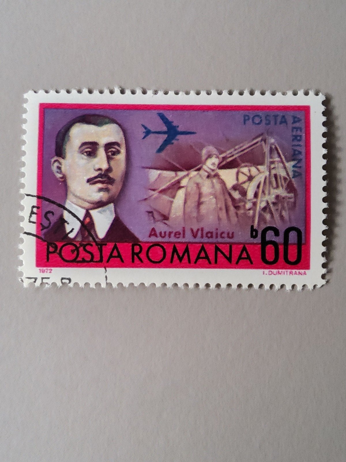 Roemeense postzegel Aurel Vlaicu 1972, Verzenden, Overige landen, Gestempeld