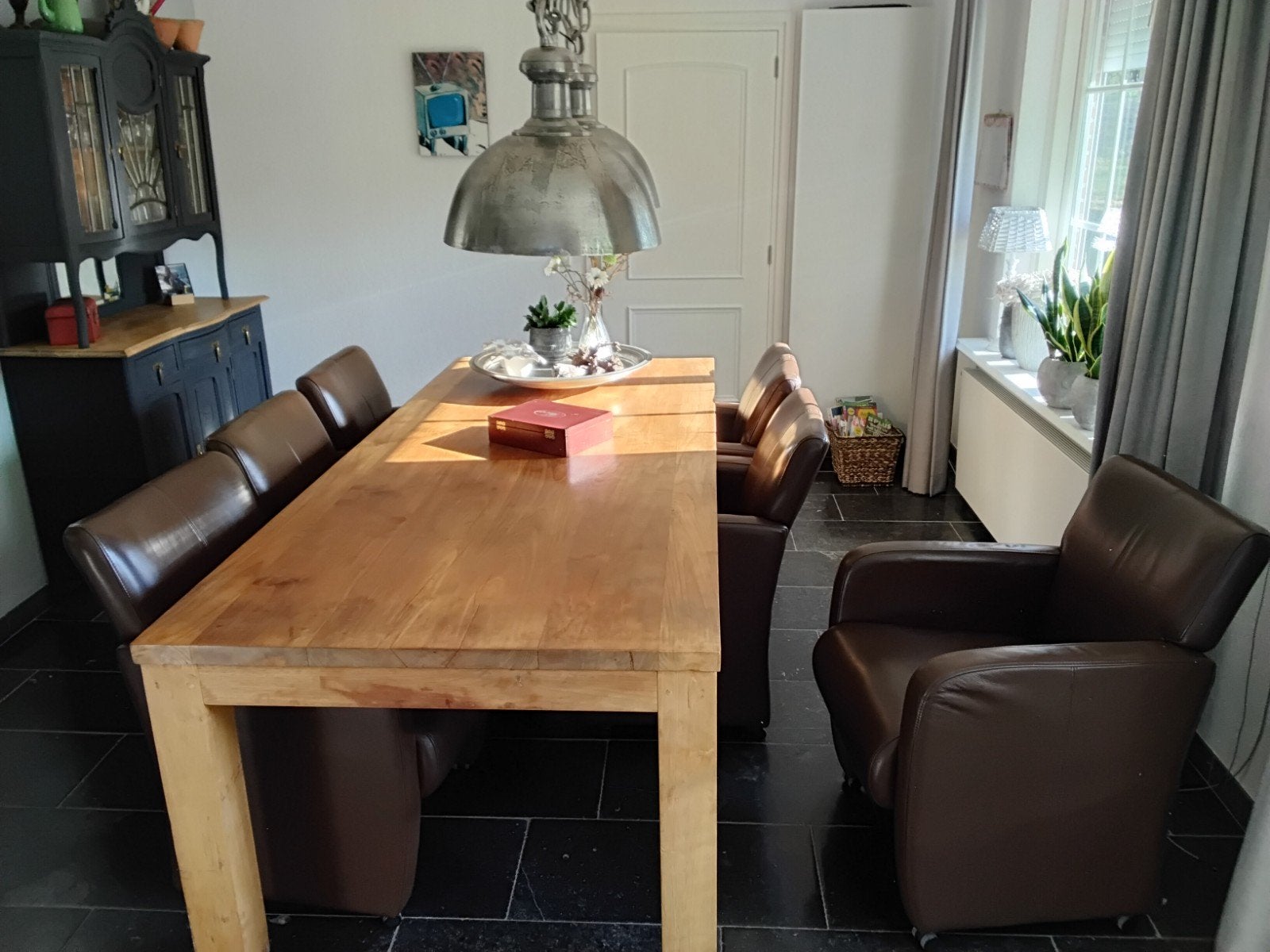 Prachtige eettafel met stoelen., Ophalen, Gebruikt