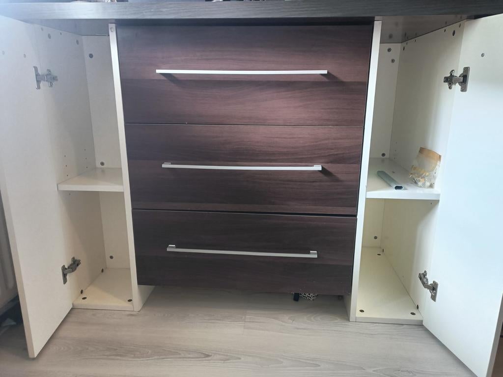 Commode met 3 lades, 2 kastjes en open planken, Kinderen en Baby's, Kinderkamer | Commodes en Kasten, Ophalen, Gebruikt