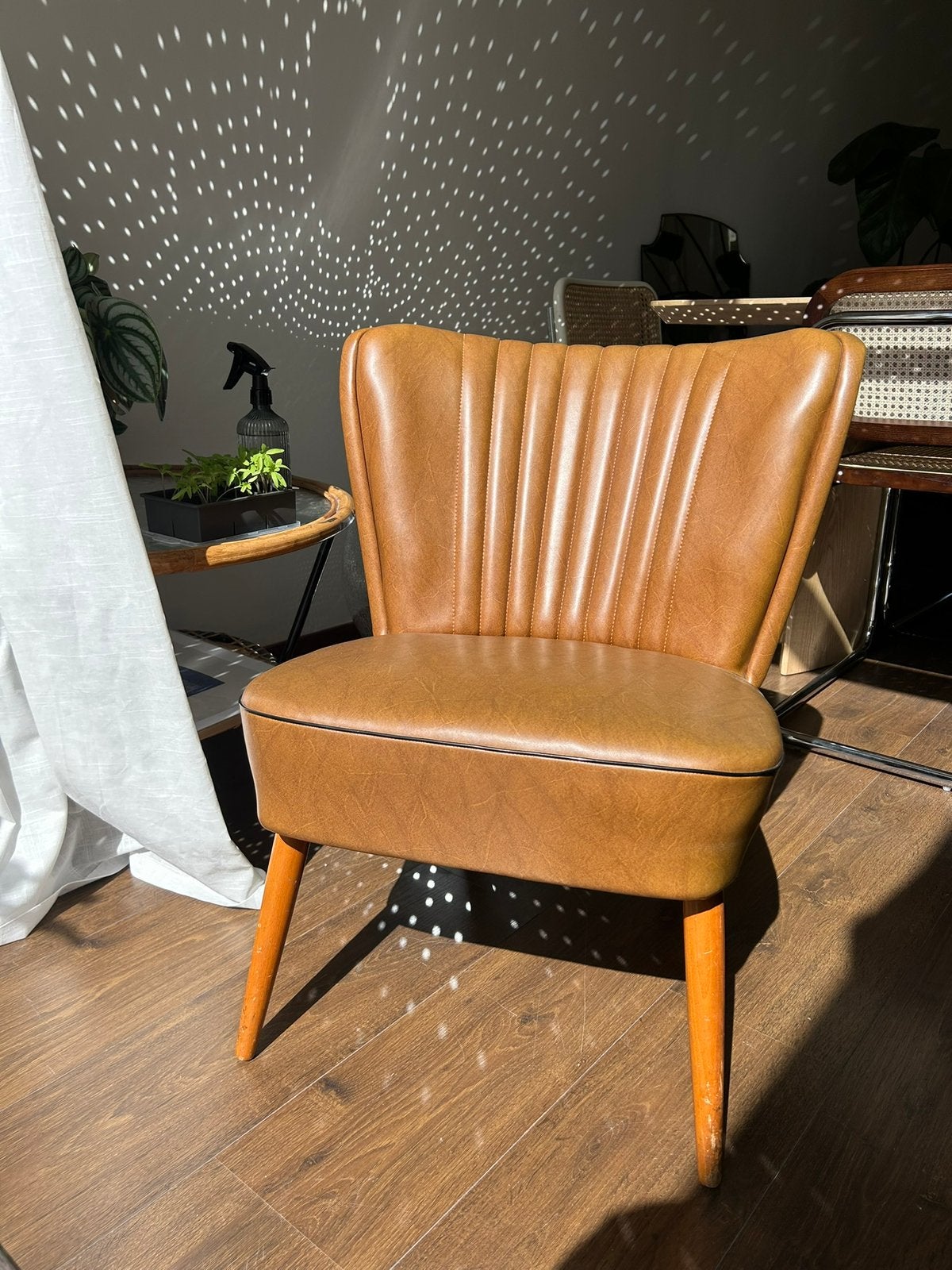 Vintage leren stoel, Huis en Inrichting, Ophalen, Gebruikt, 75 tot 100 cm, 50 tot 75 cm