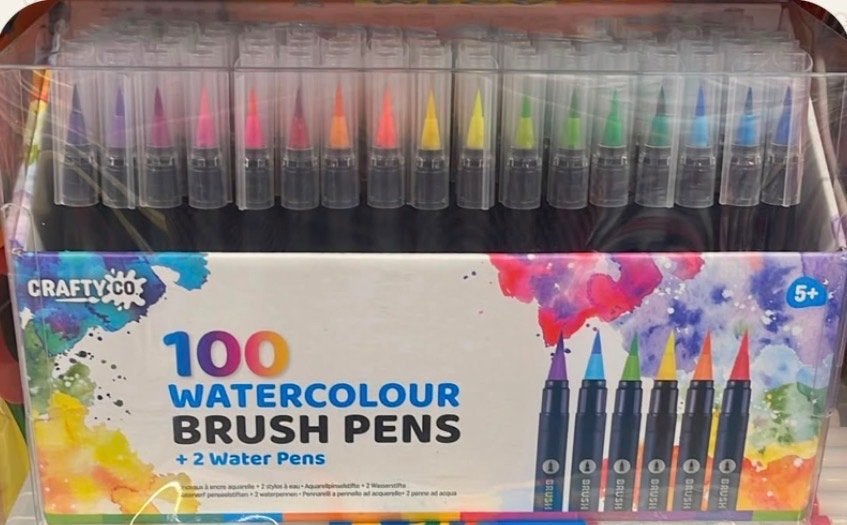 100 Watercolour Brush Pens + 2 Water Pens, Ophalen of Verzenden, Nieuw, Waterverf