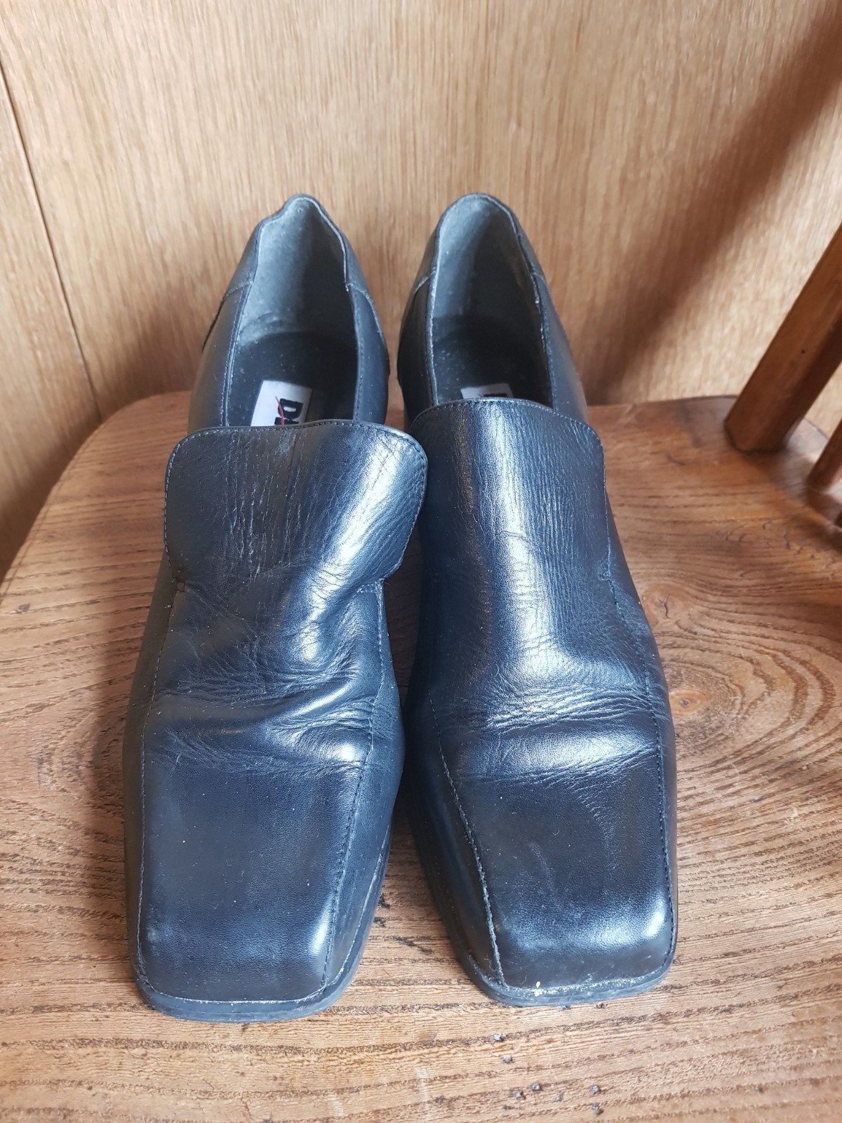Zwarte leren loafers met blokhak – maat 39, Ophalen of Verzenden, Zwart, Instappers