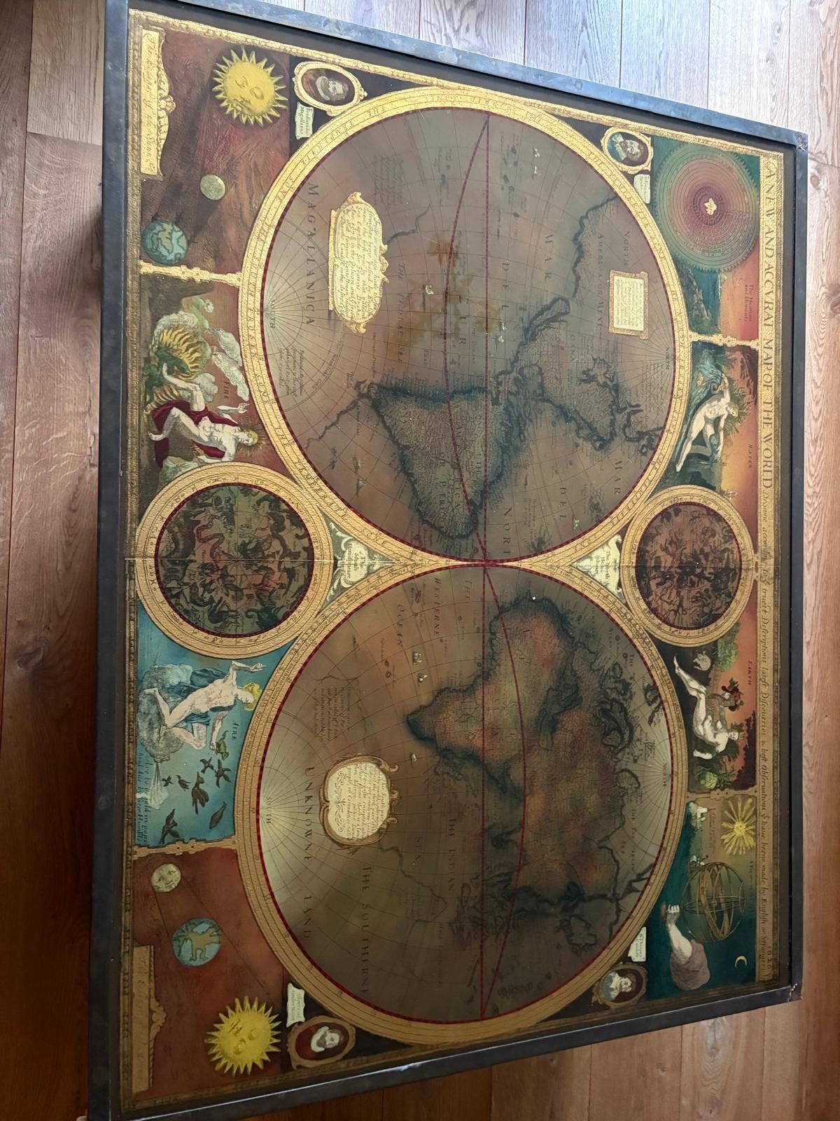 Vintage Maison Jansen stijl wereldkaart salontafel jaren '70, Ophalen