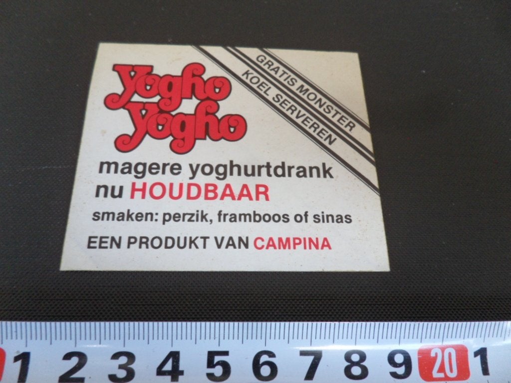 sticker Campina YOGHO YOGHO magere yoghertdrank, Ophalen, Zo goed als nieuw