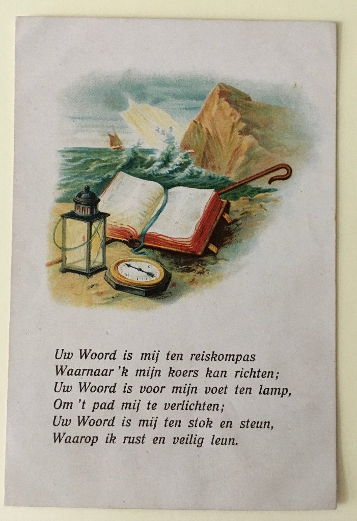 Prentbriefkaart Boeken: Boek met een gedicht, Ophalen of Verzenden, 1940 tot 1960, Ongelopen, Overige thema's
