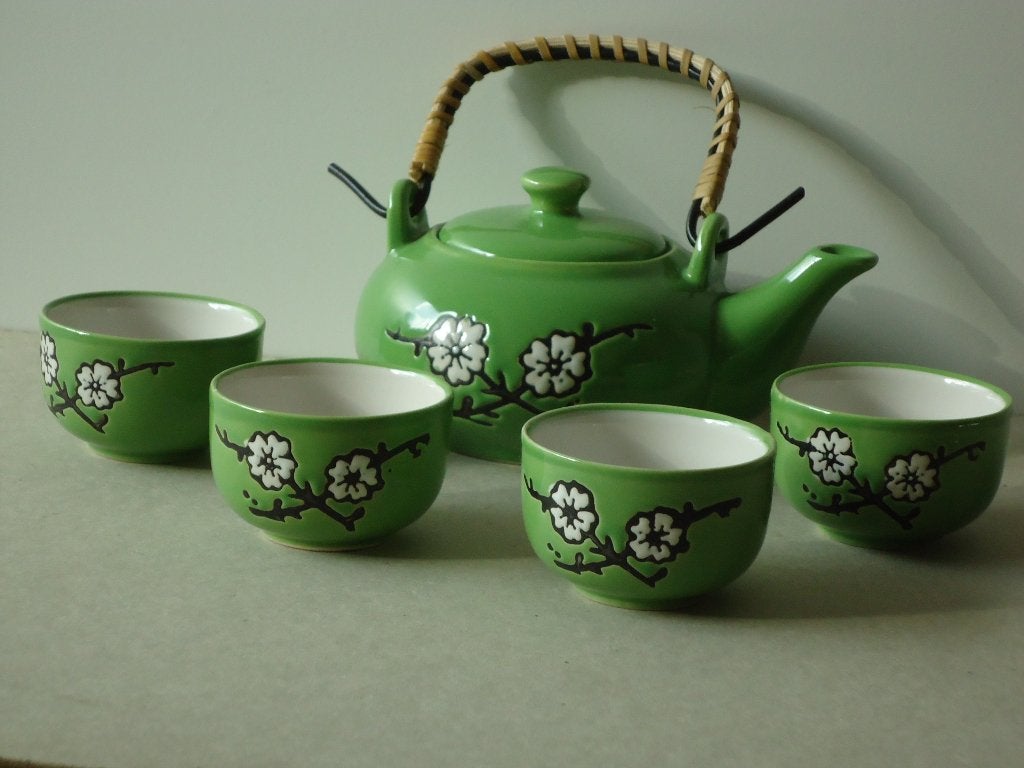 Mid-century kinderservies Chinees porselein jade kleur, Ophalen of Verzenden