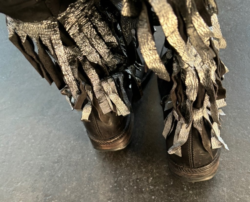 Airstep / AS98 laarzen zwart-zilver met franje maat 38, Verzenden, Zwart, Airstep, Lage of Enkellaarzen
