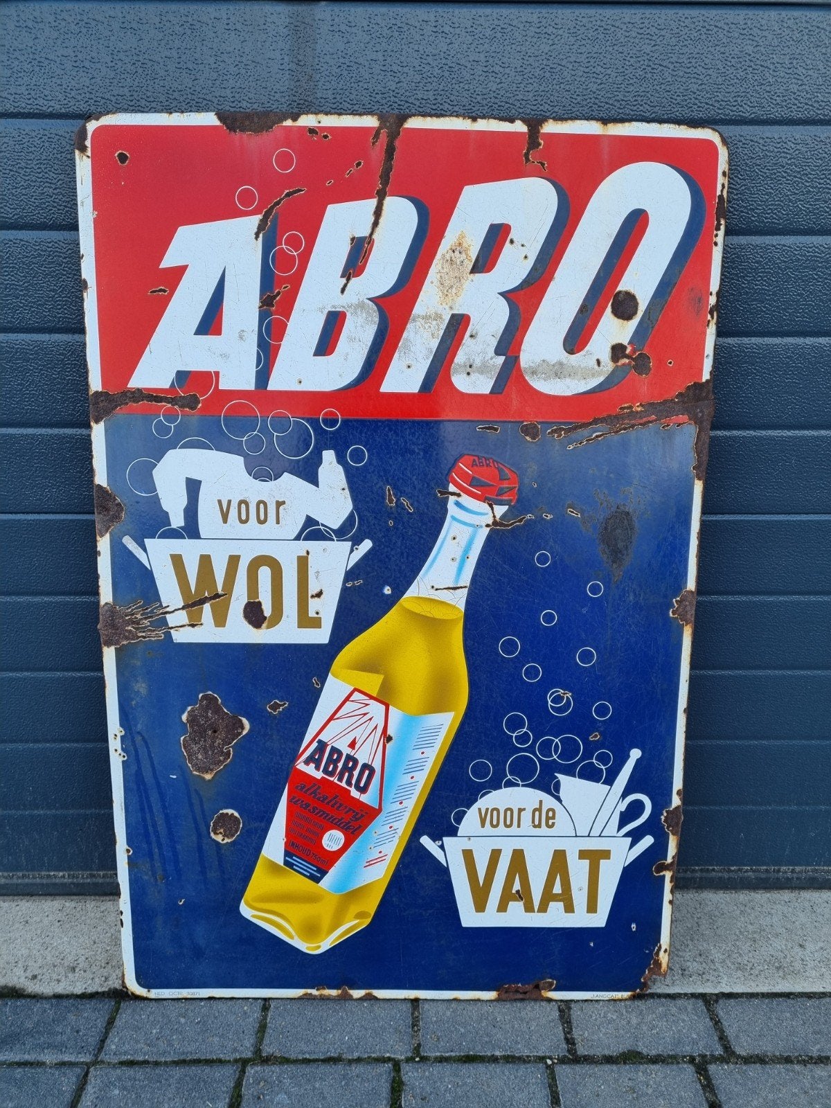 Emaille bord Abro wasmiddel  en vaat, Verzamelen, Ophalen, Gebruikt, Reclamebord