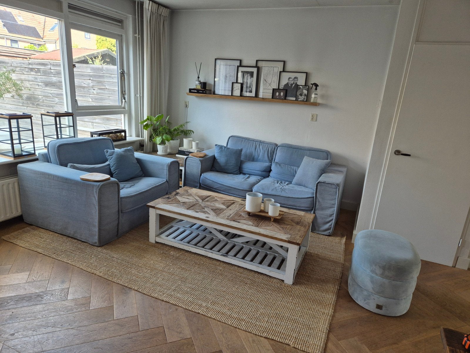 Riviera Maison Metropolis set bank, loveseat en poef, Ophalen, Gebruikt, Stof
