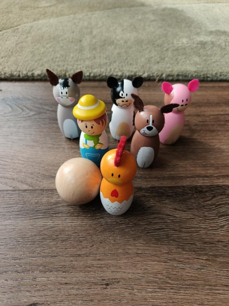 Houten bowlingset boerderijdieren, Kinderen en Baby's, Speelgoed | Houten speelgoed, Ophalen