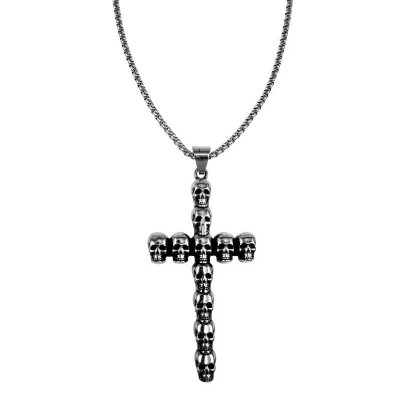 RVS Jasseron-Ketting + Kruis Hanger met Schedel Details, Birgitta-Gracht 33, 6465 EL Kerkrade, Nederland, Verzenden, Nieuw, Esde2