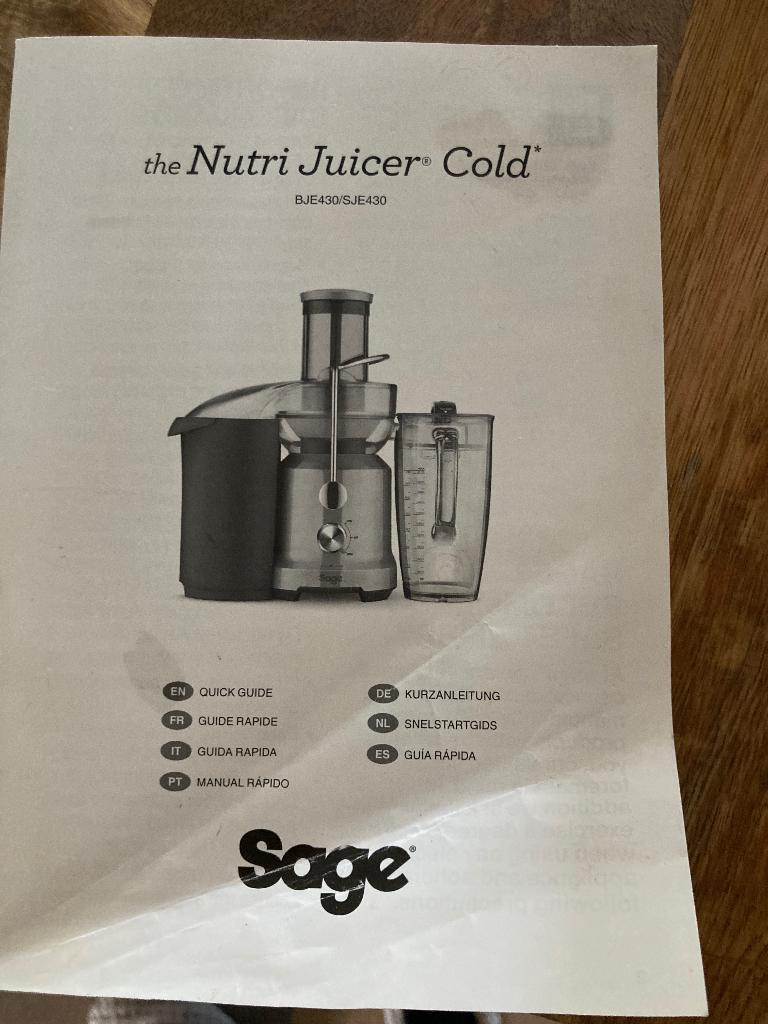 Sapcentrifuge Sage, Witgoed en Apparatuur, Juicers, Ophalen, Zo goed als nieuw, Elektrisch, Sapcentrifuge