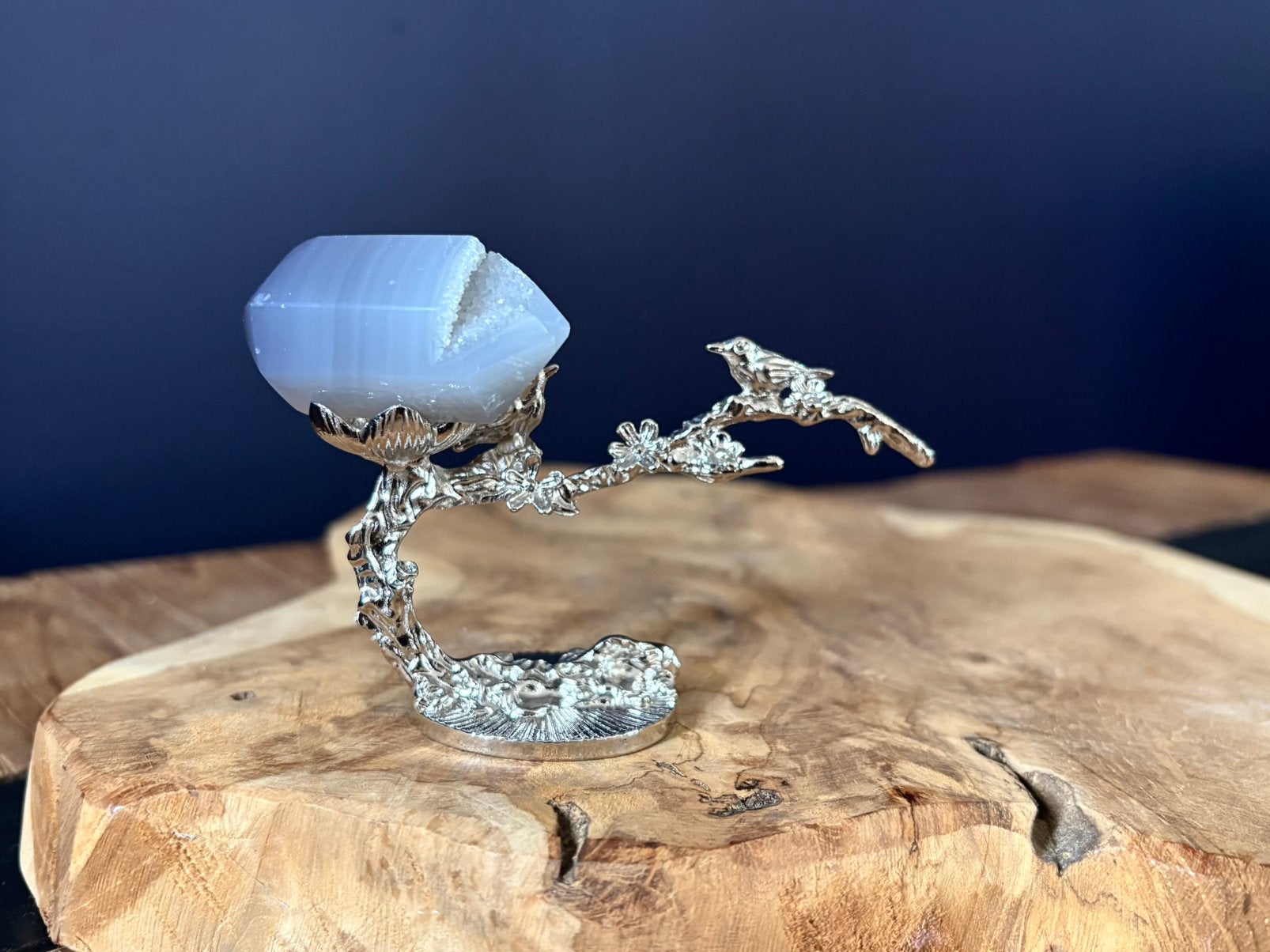 Agaat Edelsteen Mineraal vogel zilver standaard edelstenen, Ophalen of Verzenden, Mineraal