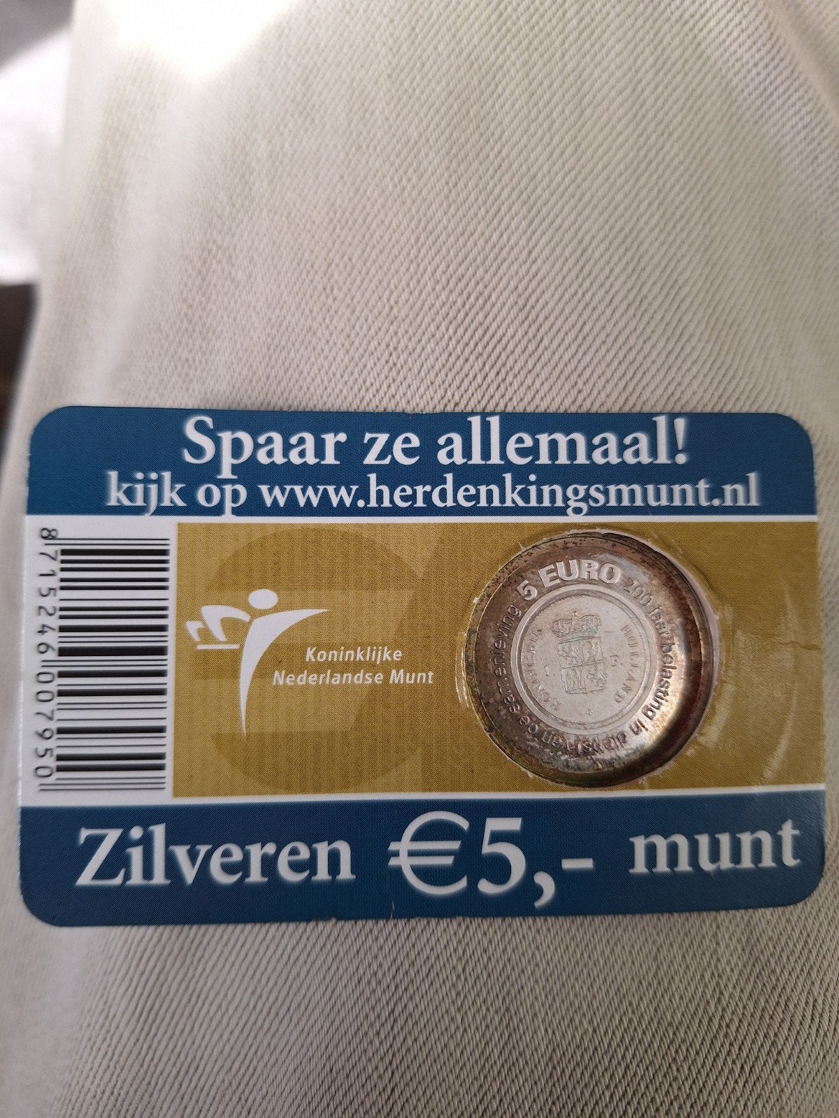 zilveren 5,- euro munt 200 jaar belastingdienst, Koningin Beatrix, Zilver, Euro's, Ophalen of Verzenden