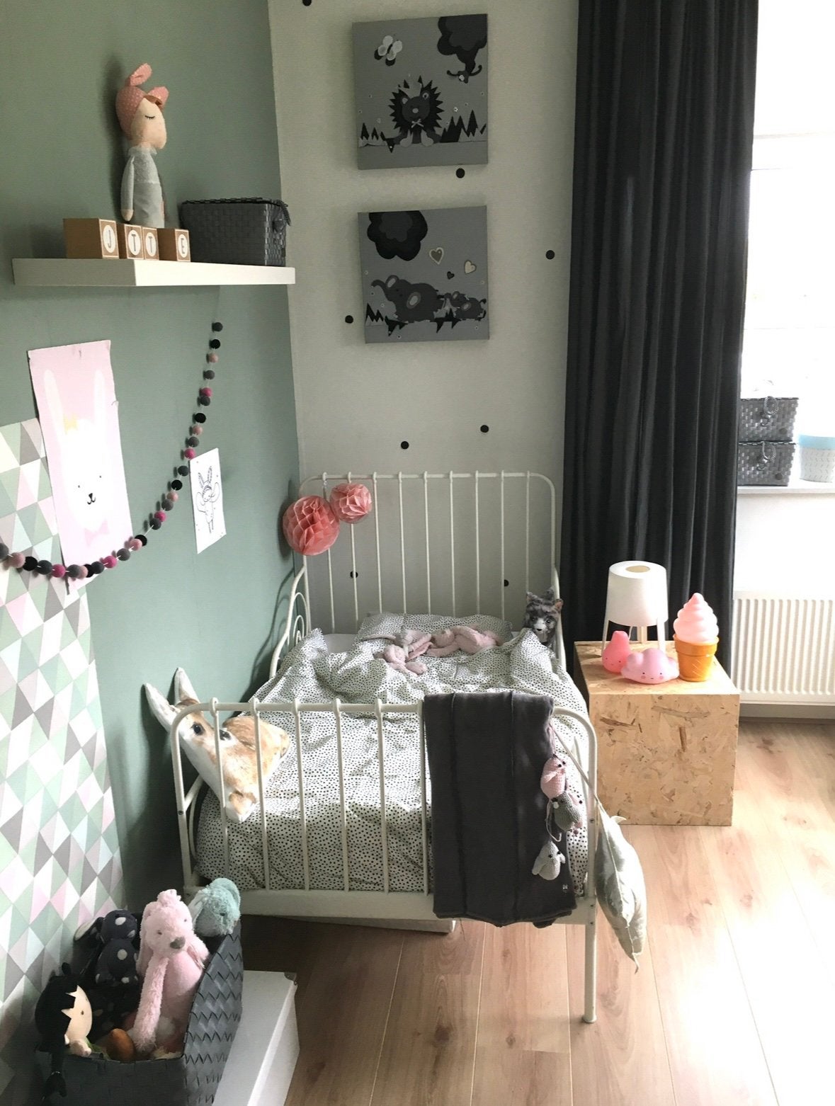 IKEA MINNEN meegroeibed wit, 80x200 cm incl. Lattenbodem, Ophalen, Zo goed als nieuw, 180 cm of meer, 70 tot 85 cm