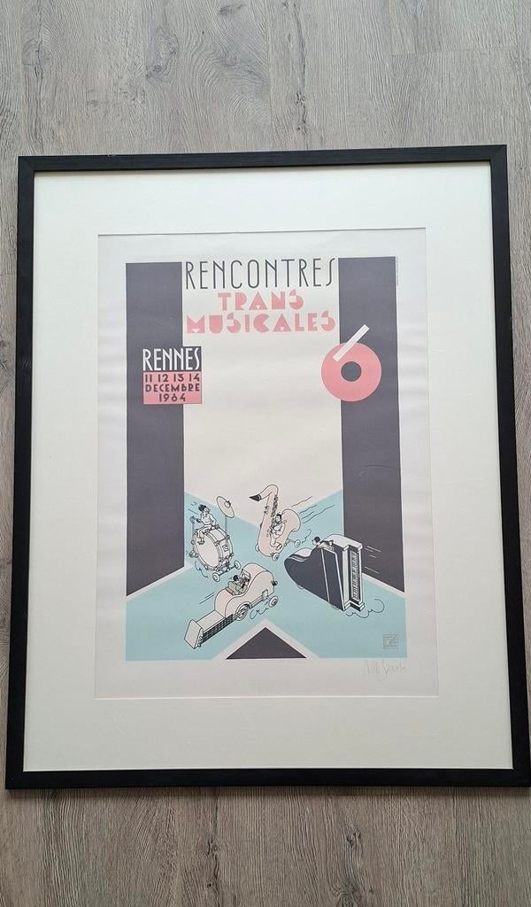 Joost Swarte - Recontres tres musicales 1984 - Ingelijst, Antiek en Kunst, Ophalen