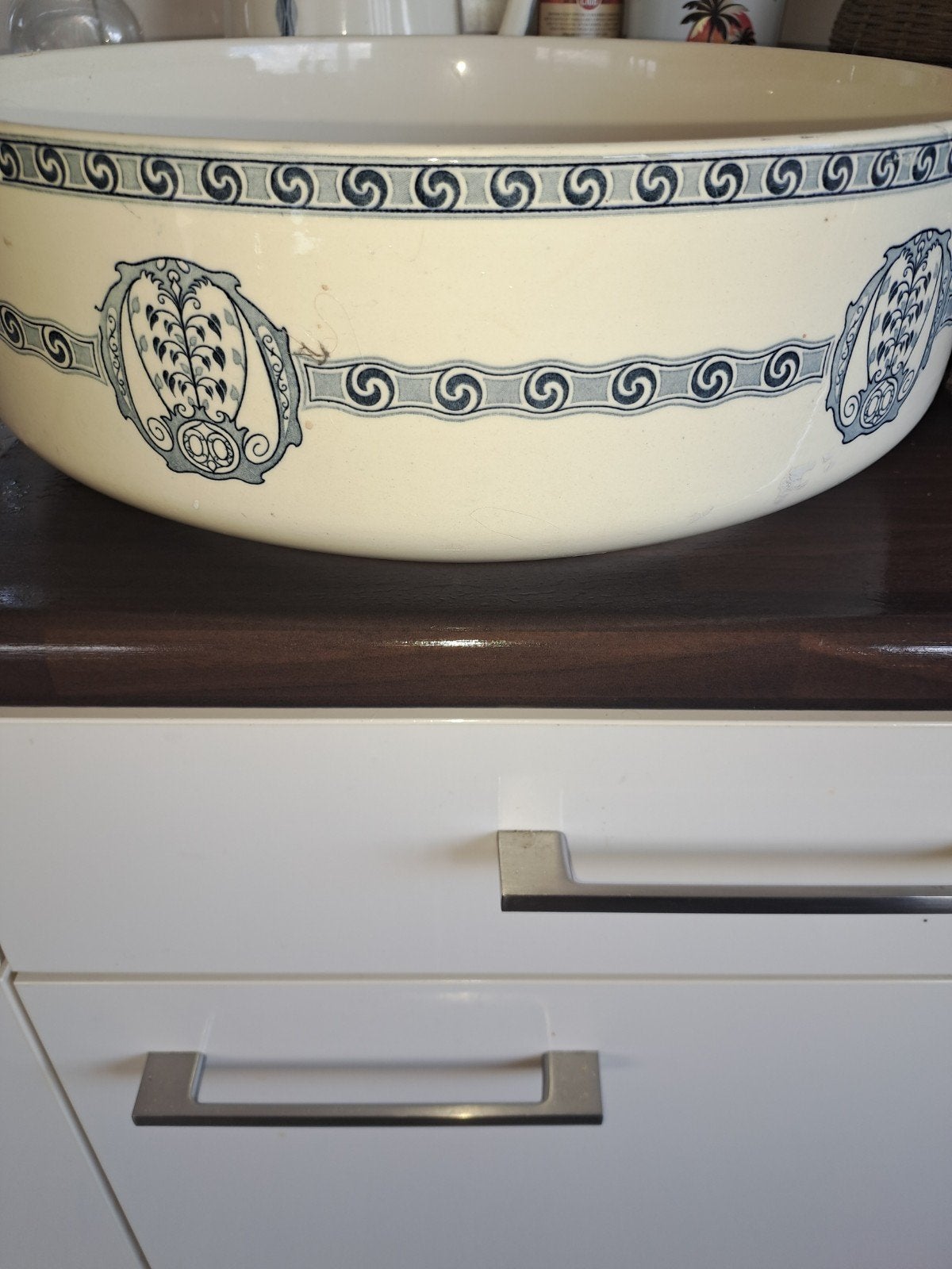 waterkan en schaal met blauw decor, Ophalen