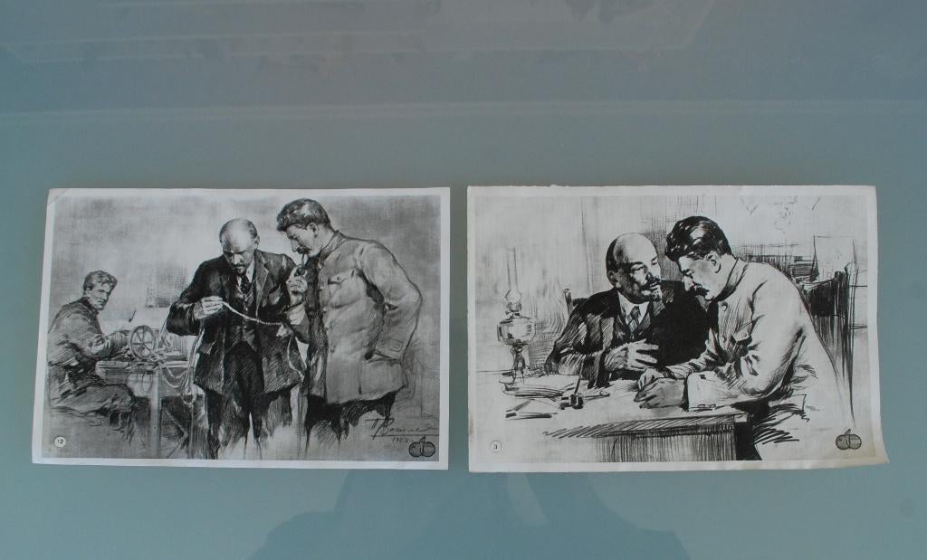 14 Prints van Lenin en Stalin en de Revolutie van 1917, Antiek en Kunst, Ophalen of Verzenden