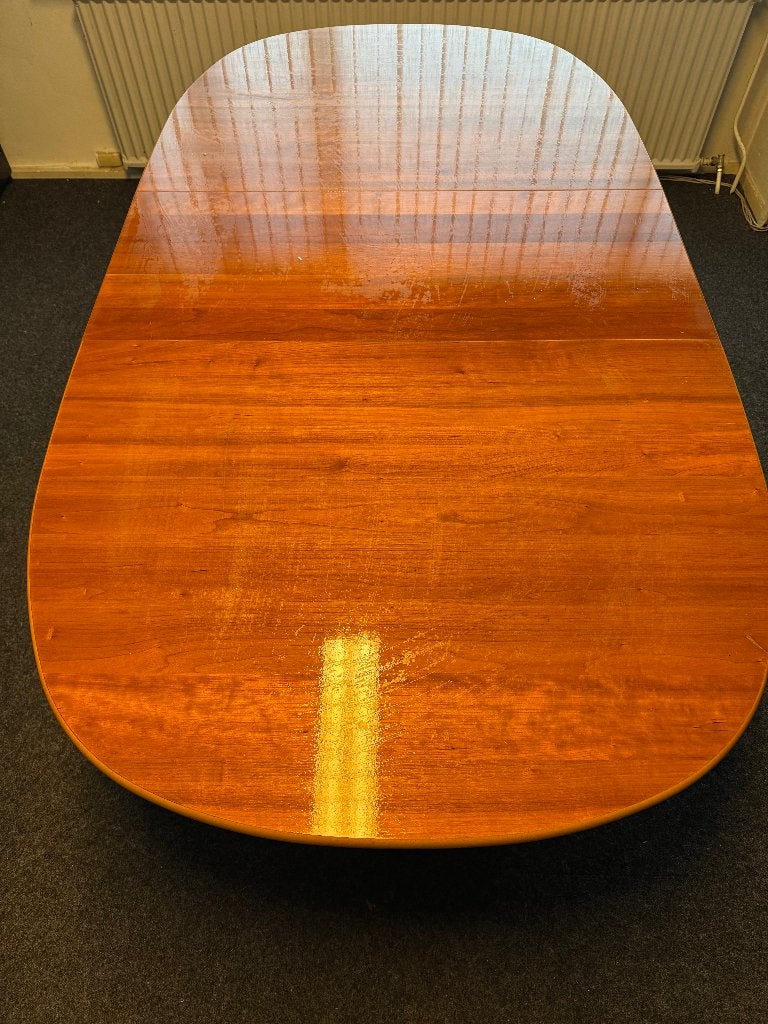 Tafel kersen uitschuifbaar afgerond, Huis en Inrichting, Tafels | Eettafels, Ophalen, Gebruikt, Overige materialen, 100 tot 150 cm