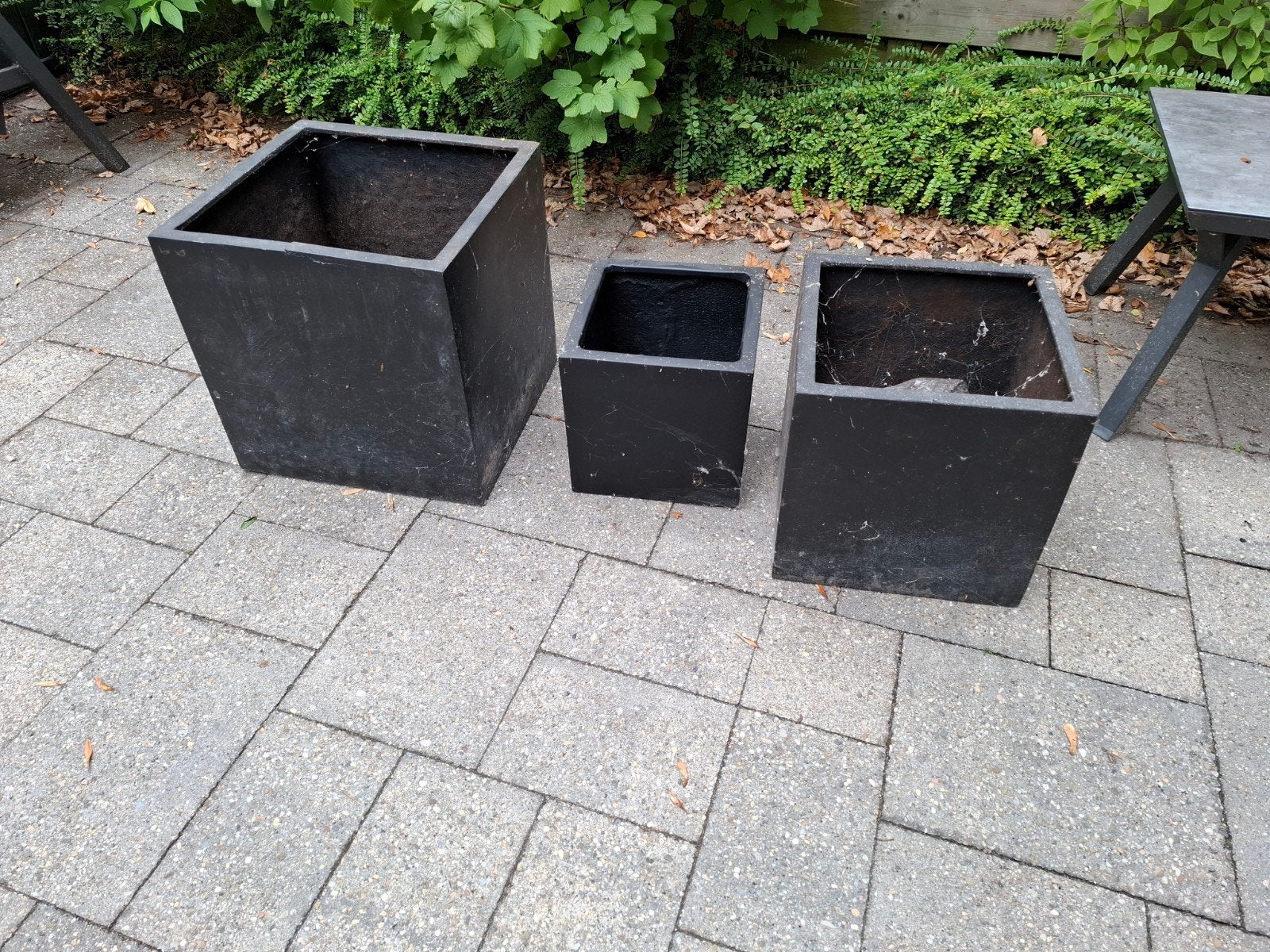 3 planten bakken vierkant kubus klein, middel, groot, Ophalen, Gebruikt, Vierkant, Kunststof