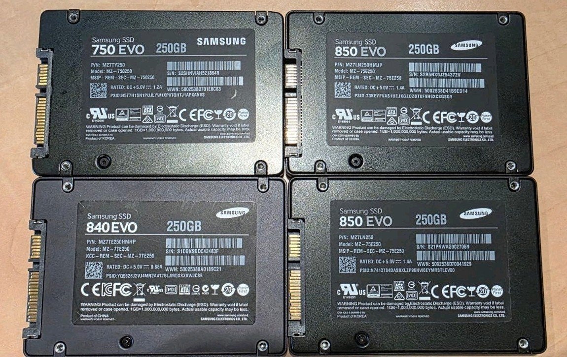 Samsung SSD's - 250GB (840 EVO, 750 EVO, 850 EVO), Intern, Gebruikt, Verzenden, Server