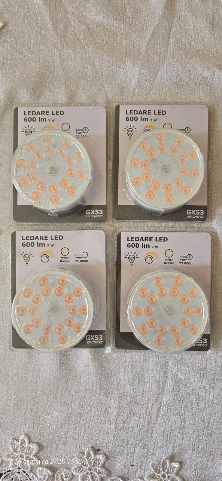 Set van 4 IKEA LEDARE LED lampen GX53 - 600 lumen - Nieuw, Ophalen of Verzenden, Nieuw