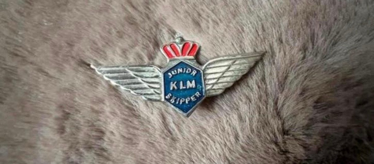 Klm junior skipper speldje, Ophalen of Verzenden, Zo goed als nieuw, Transport, Speldje of Pin