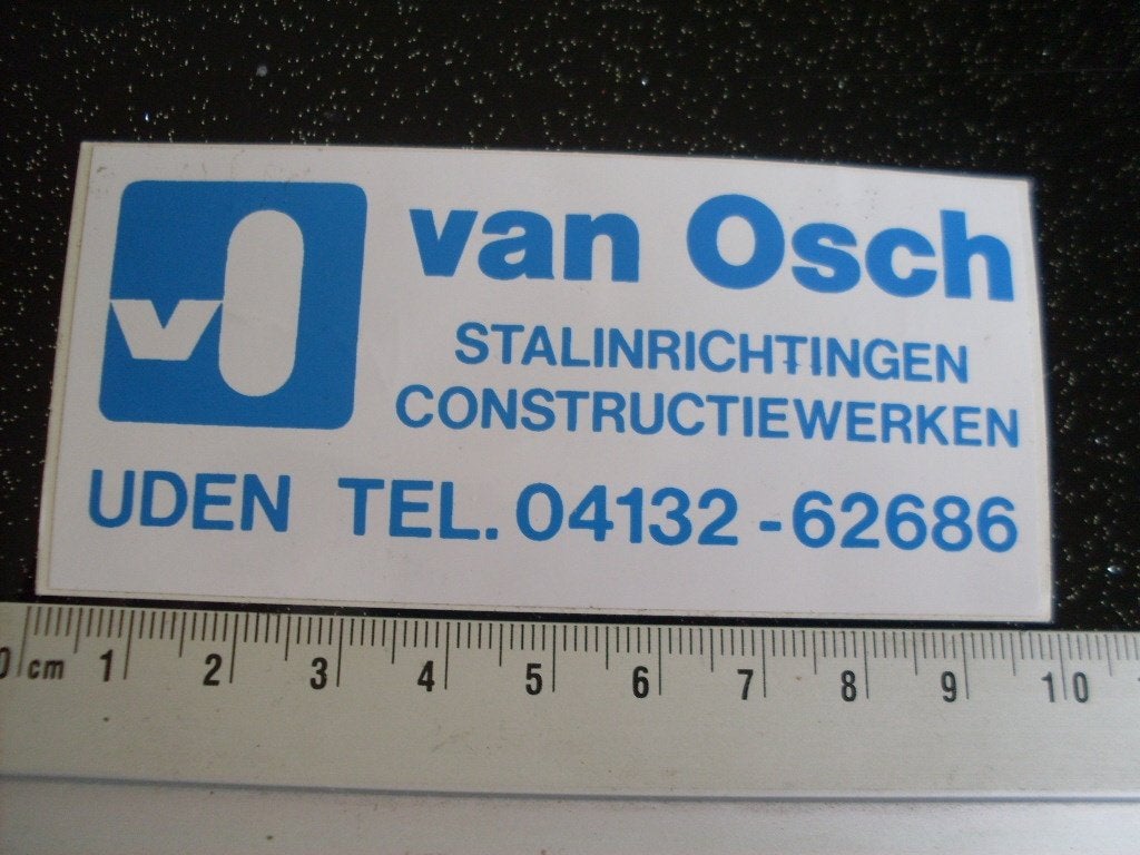 sticker van Osch uden logo stalinrichtingen contructiewerken, Verzenden, Zo goed als nieuw, Bedrijf of Vereniging