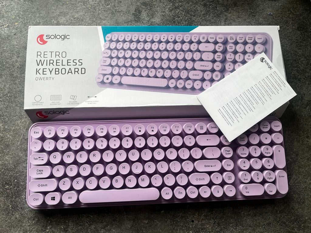 Nieuw Solologic Retro Draadloos Toetsenbord QWERTY, Computers en Software, Toetsenborden, Ophalen of Verzenden, Qwerty, Nieuw