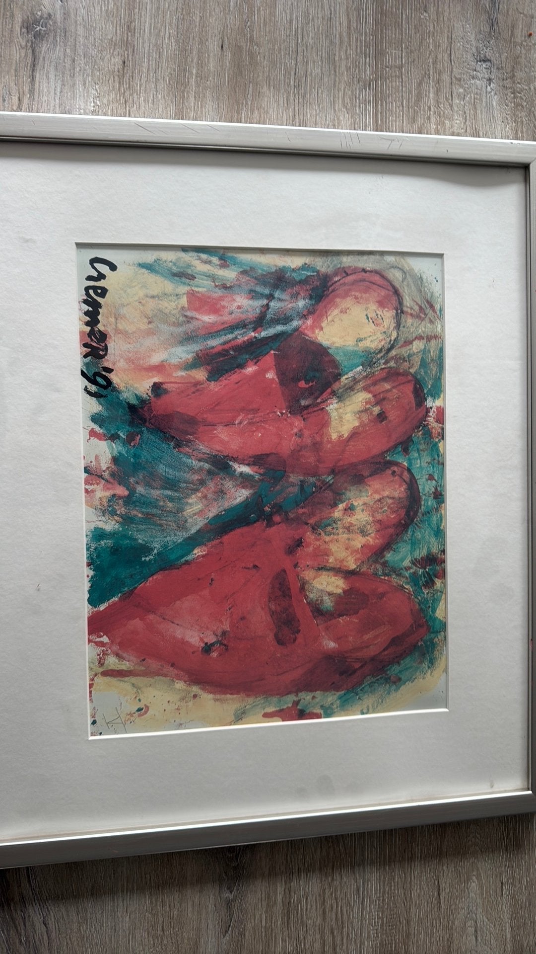 Abstracte kunstprint gesigneerd door jan  Cremer '91, Antiek en Kunst, Abstract, Papier/karton, Ophalen of Verzenden, Print