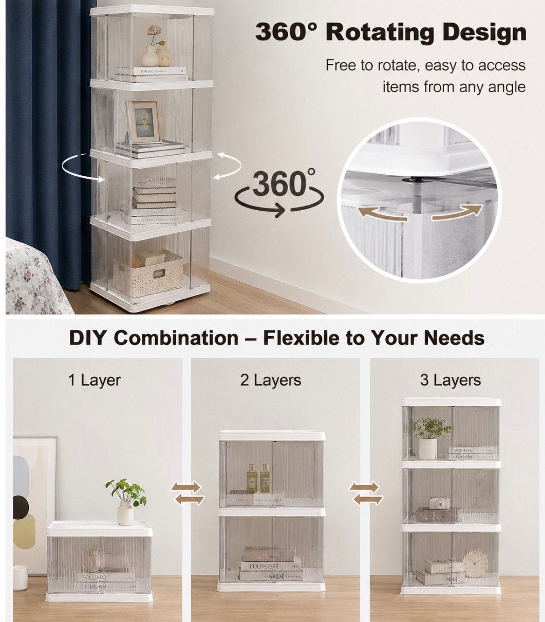 5-Tier Rotating  Modular Stackable Bookcase / Storage Shelf, Ophalen, Zo goed als nieuw