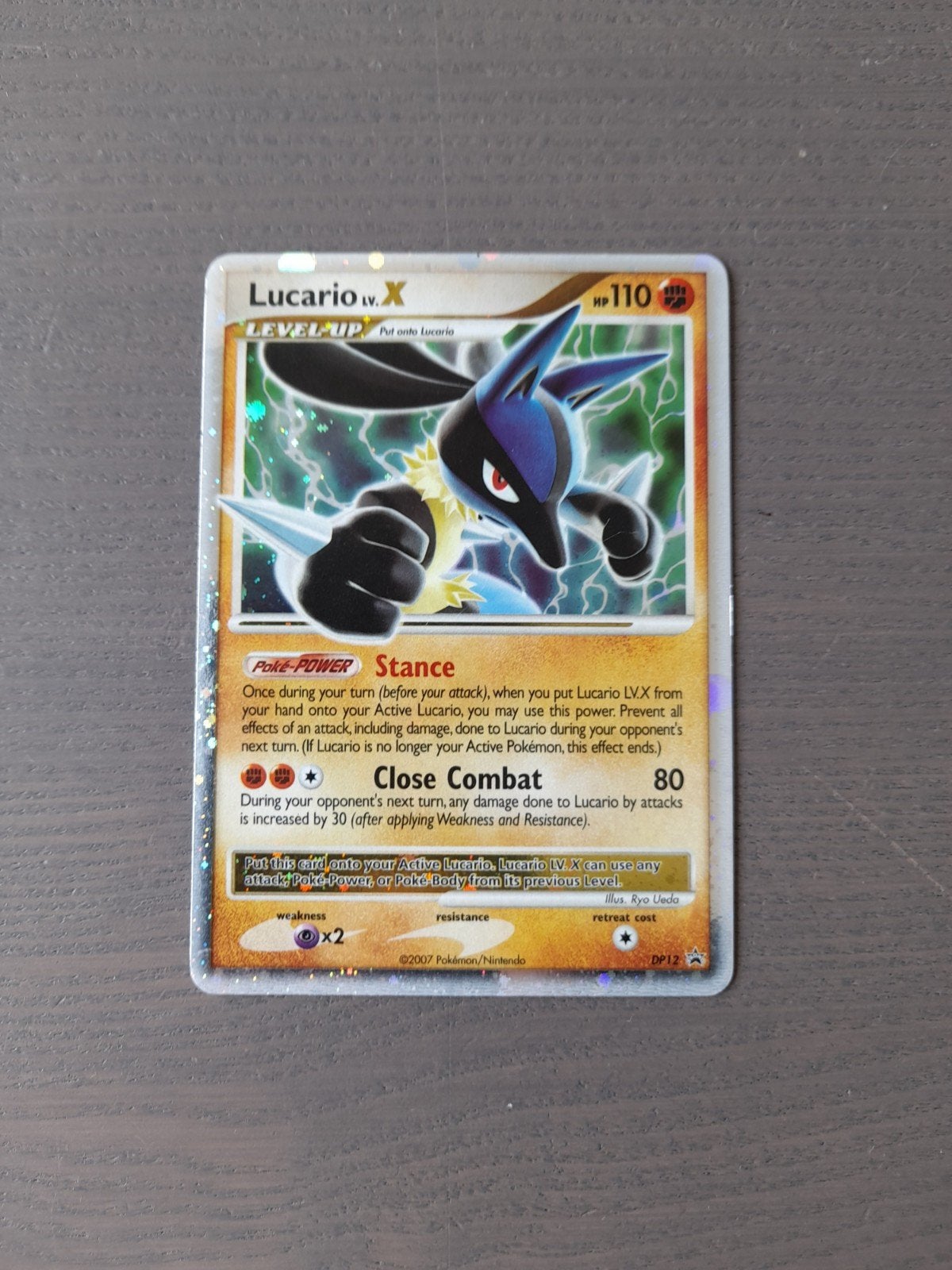 Promo dp12 lucario lv.x, Ophalen of Verzenden, Gebruikt, Losse kaart, Foil