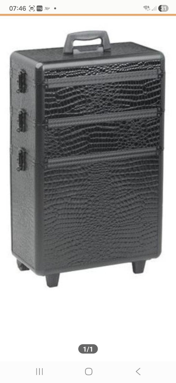 Sibel Kapperskoffer Croco - Zwart, Ophalen, Zo goed als nieuw, Zwart, Hardcase
