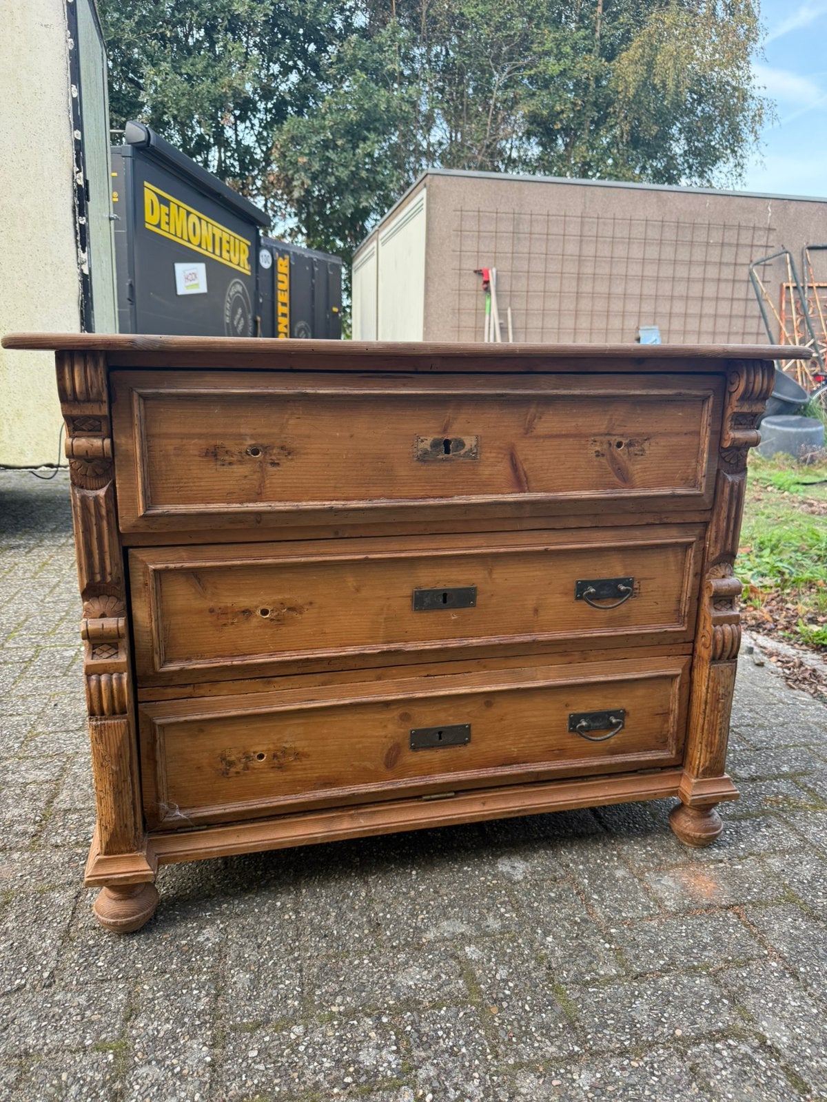 Grenen kastje met lade en klep, Ophalen, 1 of 2 laden, 50 tot 100 cm, Zo goed als nieuw