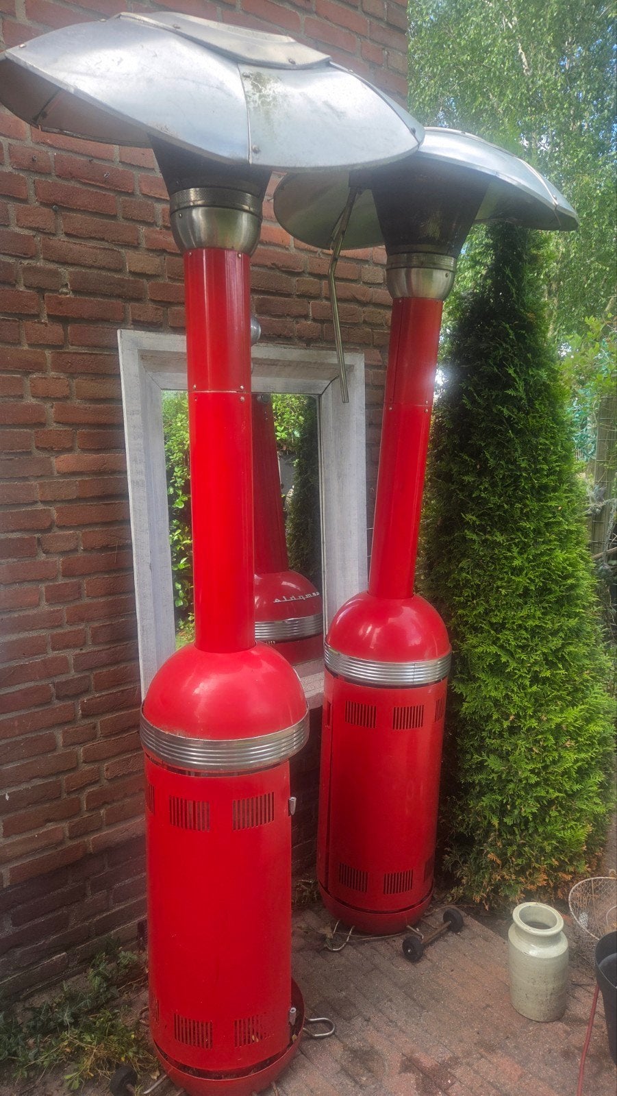 2 Rode Terrasverwarmers op Gas - Gebruikt, Tuin en Terras, Terrasverwarmers, Ophalen, Gebruikt, Gas, Vloer